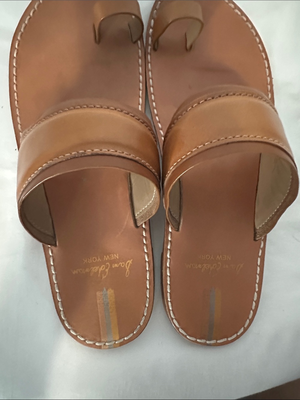 Sam Edelman Women’s Brown Leather Toe-Loop Slide Sandals - Picture 2 of 7